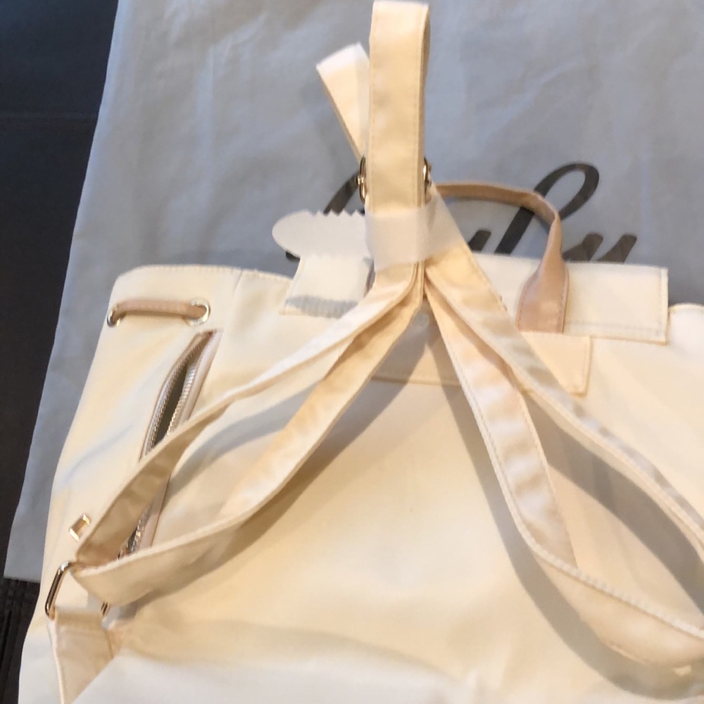 backpack-LouLu Backpack NWOT Ivory Gold Hardware Leatherette /Polyester - Picture 6 of 17